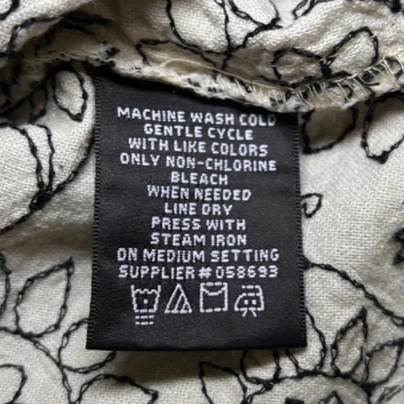 Floral Linen Blend Embroidered Pencil Skirt Cream Black Plus Sz 16 Minimalist - Picture 5 of 9